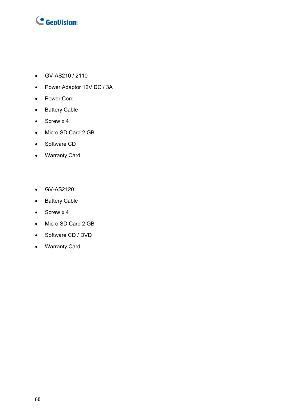 2 packing list | GeoVision GV-AS2120 IP Control Panel User Manual | Page 90 / 230