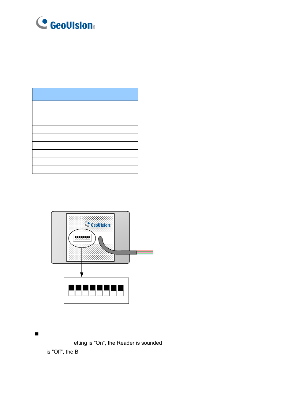 2 installation, 1 electric wire, 2 switch settings of gv-reader1251 / 1352 v2 | GeoVision GV-R1352 Card Reader (13.56 MHz) User Manual | Page 11 / 82