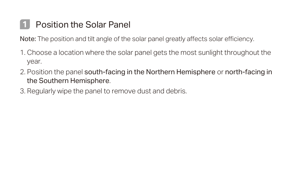 1position the solar panel | TP-Link Tapo A200 Solar Panel User Manual | Page 2 / 5