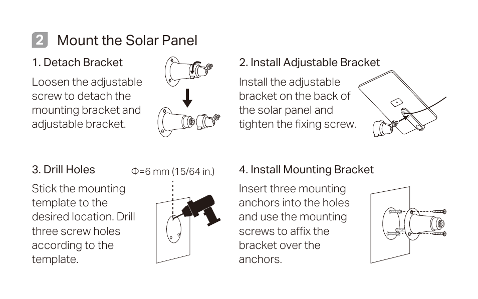 2mount the solar panel | TP-Link Tapo A200 Solar Panel User Manual | Page 3 / 5