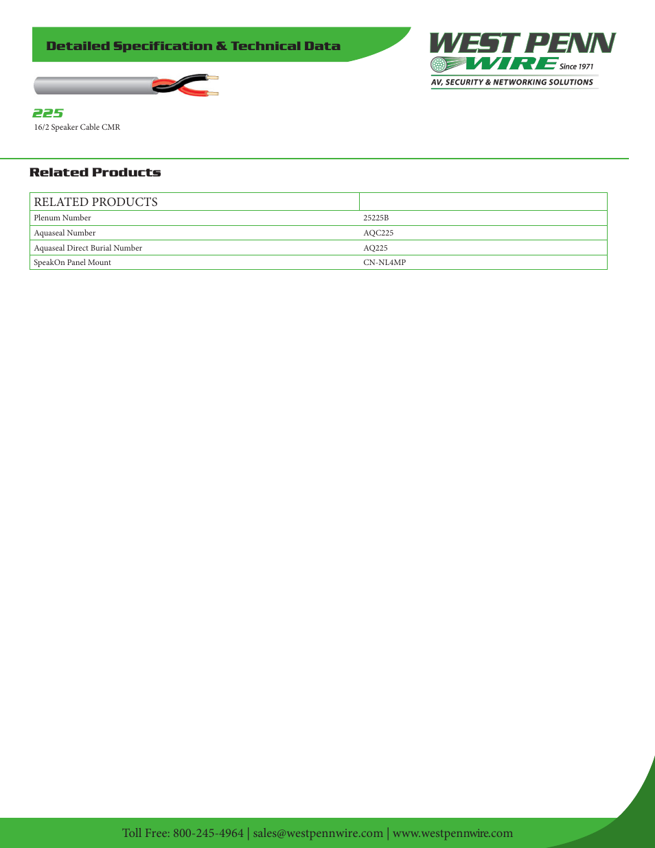 Related products | West Penn 225 16 AWG 2-Conductor Unshielded Speaker Cable (1000', Gray) User Manual | Page 2 / 2