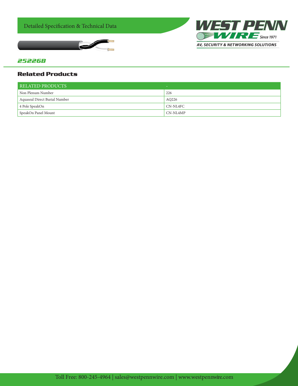 West Penn Plenum-Rated 25226B 14 AWG 2-Conductor Unshielded Cable (1000', Gray) User Manual | Page 2 / 2