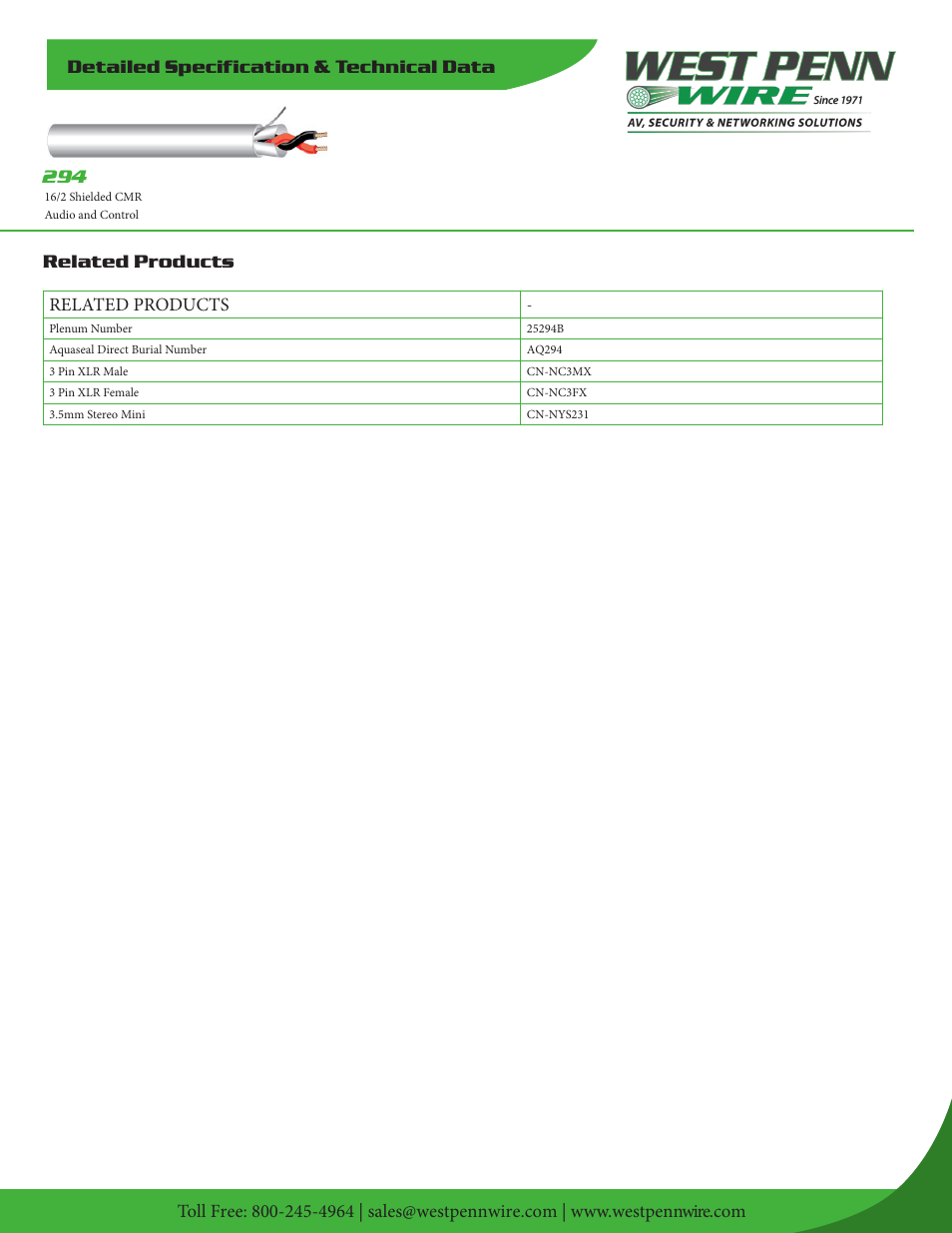 Related products | West Penn 294 16 AWG 2-Conductor Shielded Cable (1000', Gray) User Manual | Page 2 / 2