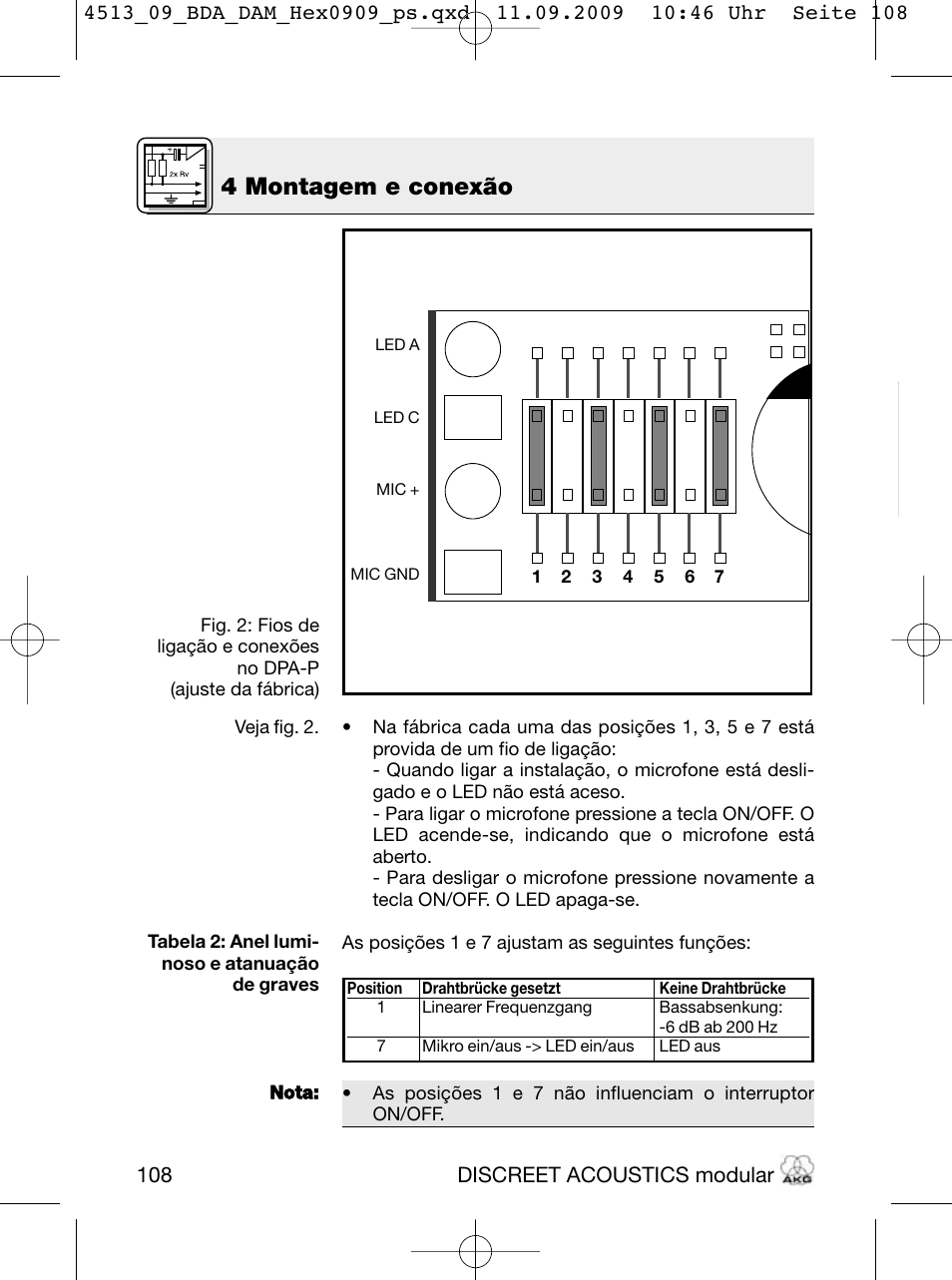4 montagem e conexão, Discreet acoustics modular | Akg HM 1000 Ceiling Hanging Module for CK Series Microphone Capsules User Manual | Page 108 / 132