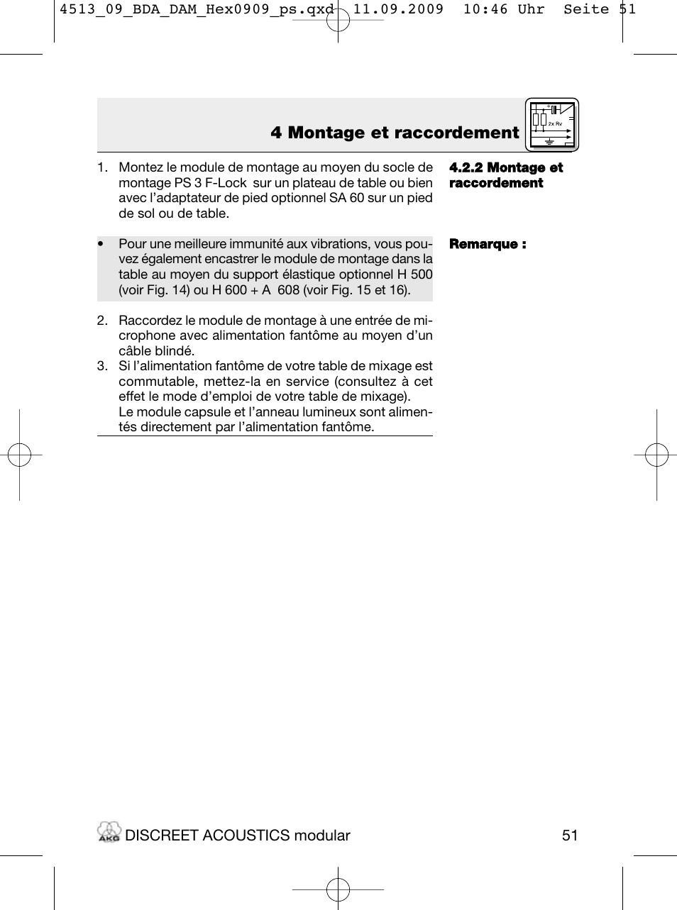 4 montage et raccordement | Akg HM 1000 Ceiling Hanging Module for CK Series Microphone Capsules User Manual | Page 51 / 132