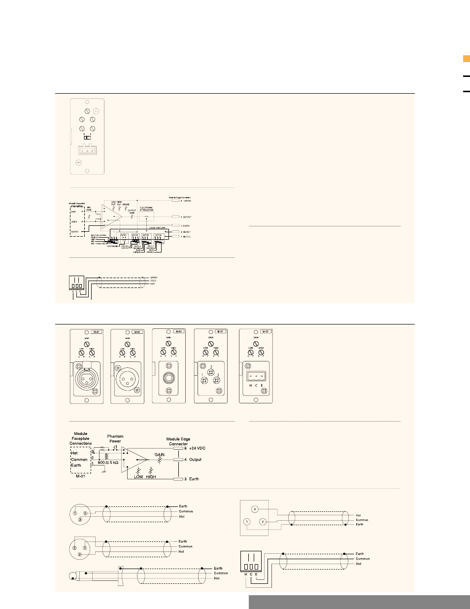 Microphone input modules, M-01 series microphone input, Microphone input modules page 9 | TOA Electronics U-13R - Unbalanced Line Input Module with High/Low Cut Filters and Mute-Receive for 900 Series (Dual RCA) User Manual | Page 8 / 36