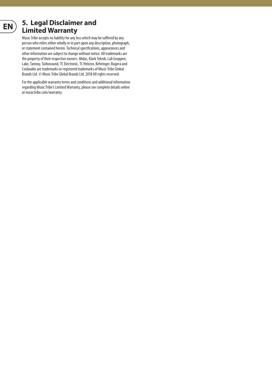 Legal disclaimer and limited warranty | Tannoy Variball Multi-Angle Accessory Bracket for AMS 5(Pair) User Manual | Page 2 / 2