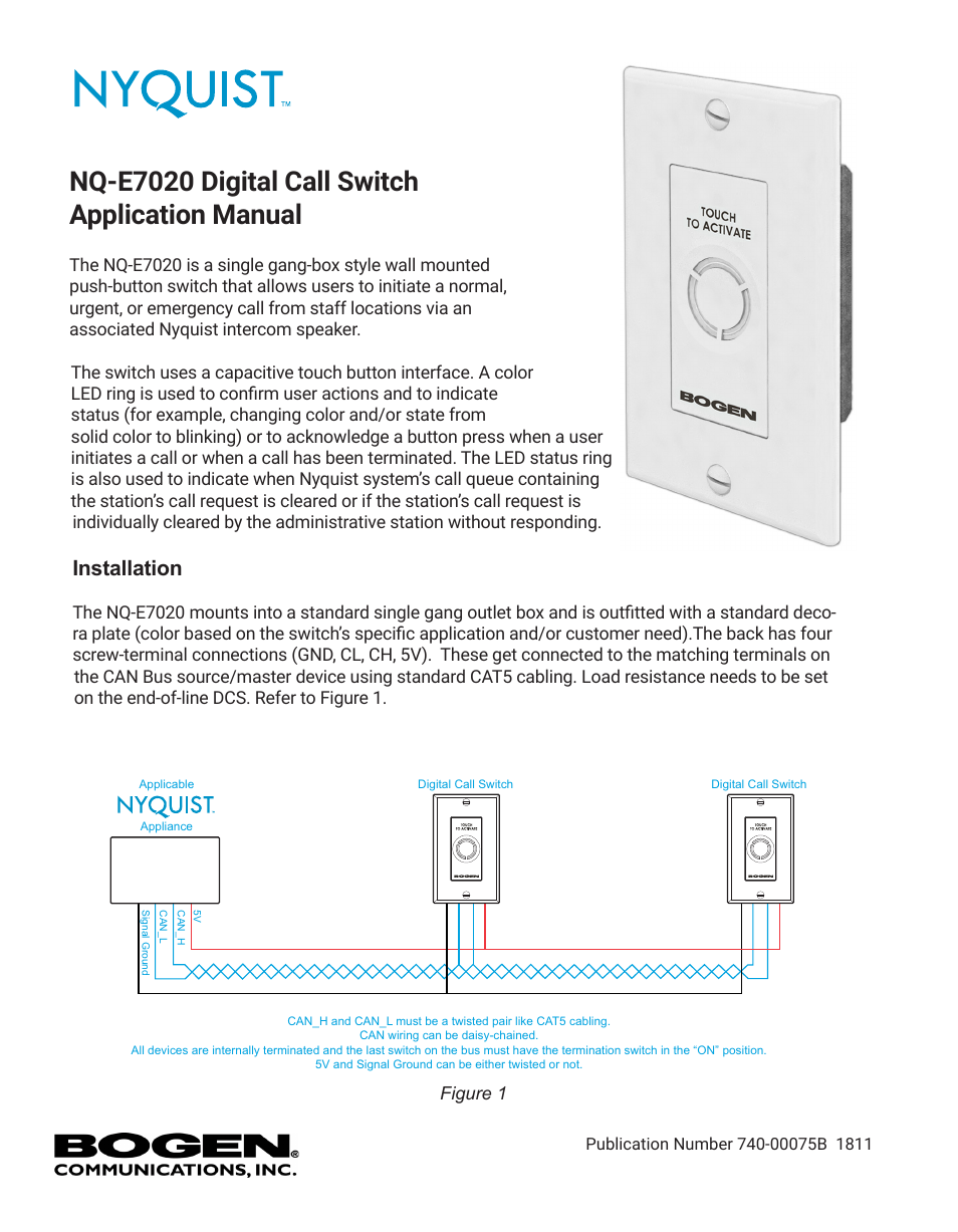 Bogen Nyquist Digital Call Switch Gen2 User Manual | 2 pages