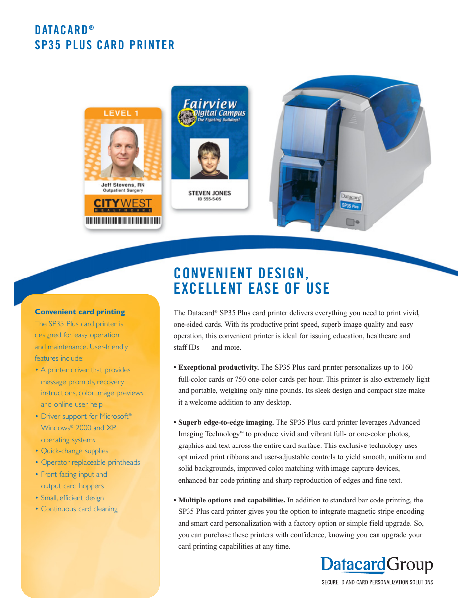 Datacard Group Datacard SP35 Plus User Manual | 2 pages