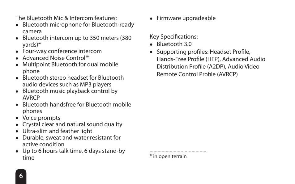 SENA Bluetooth Mic Supplies Kit User Manual | Page 6 / 68