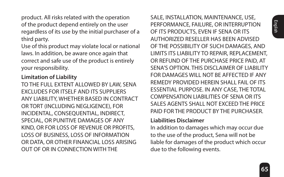 SENA Bluetooth Mic Supplies Kit User Manual | Page 65 / 68