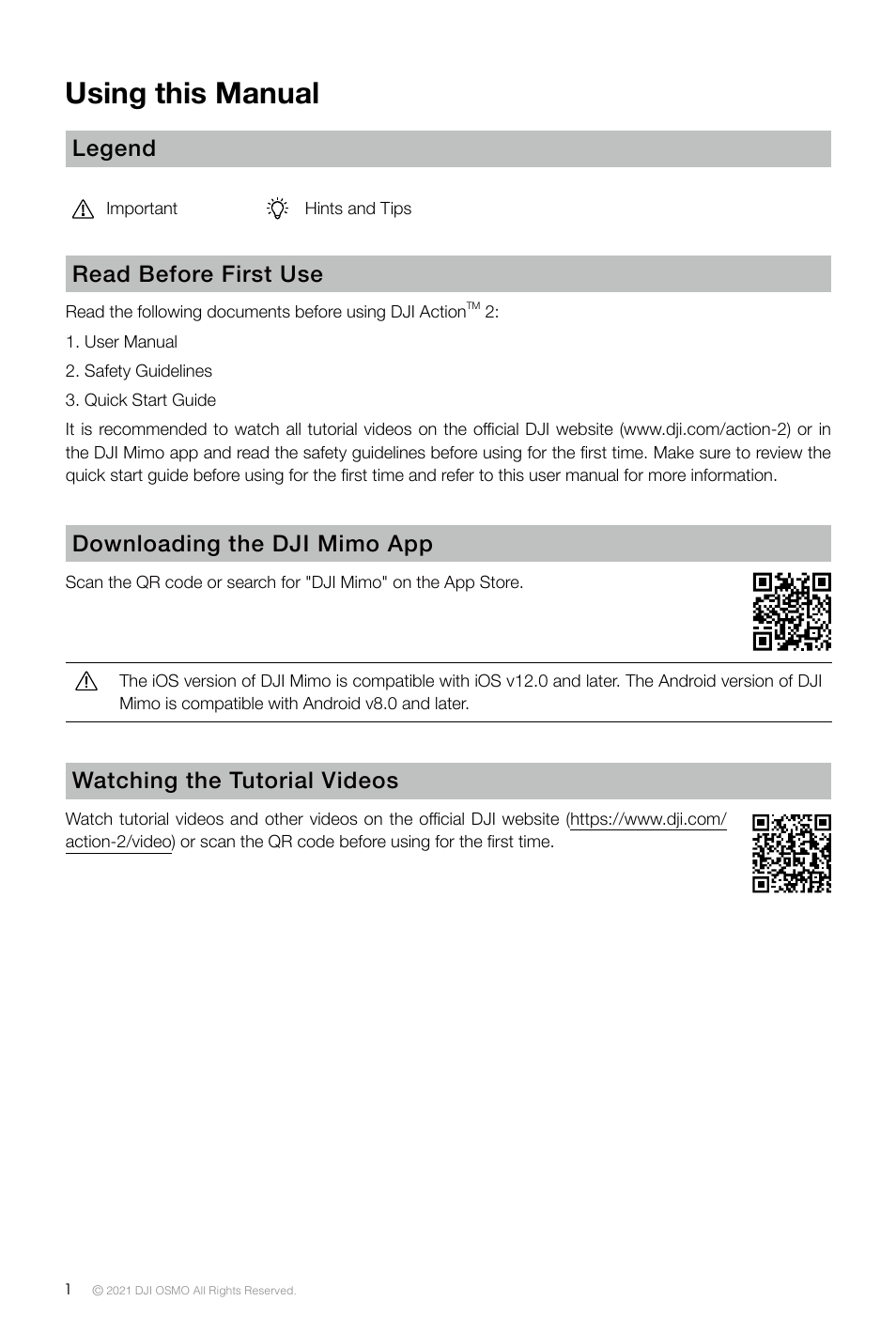 Not final, Using this manual | DJI Action 2 Front Touchscreen Module User Manual | Page 3 / 23