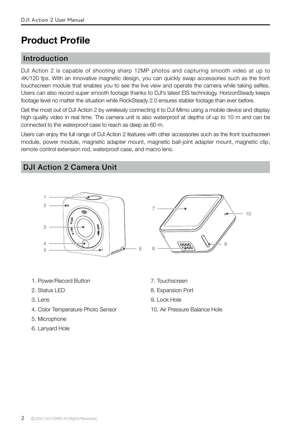 Not final, Product profile | DJI Action 2 Front Touchscreen Module User Manual | Page 5 / 23