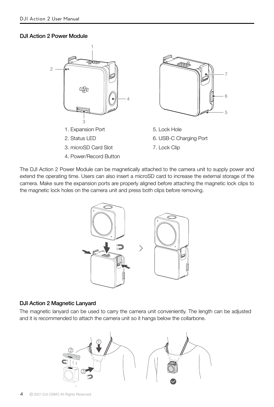 Not final | DJI Action 2 Front Touchscreen Module User Manual | Page 7 / 23