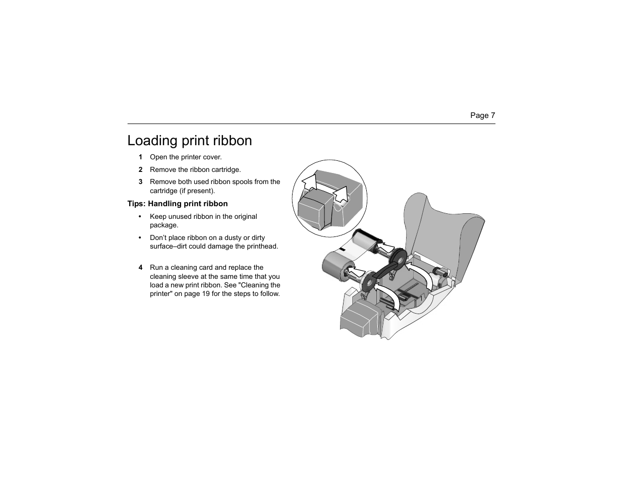 Loading print ribbon | Datacard Group CP40 User Manual | Page 10 / 32