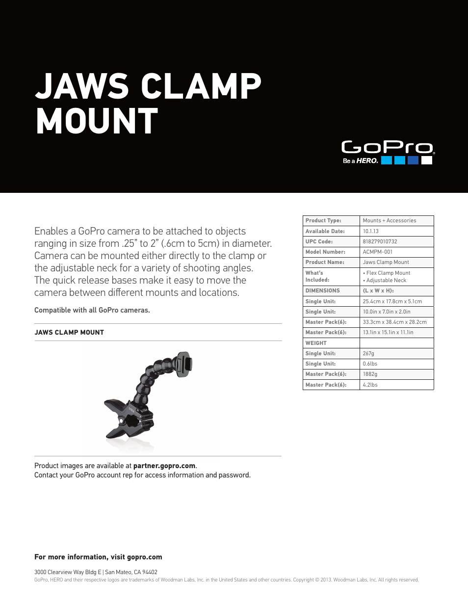 GoPro Jaws Clamp Mount User Manual | 1 page