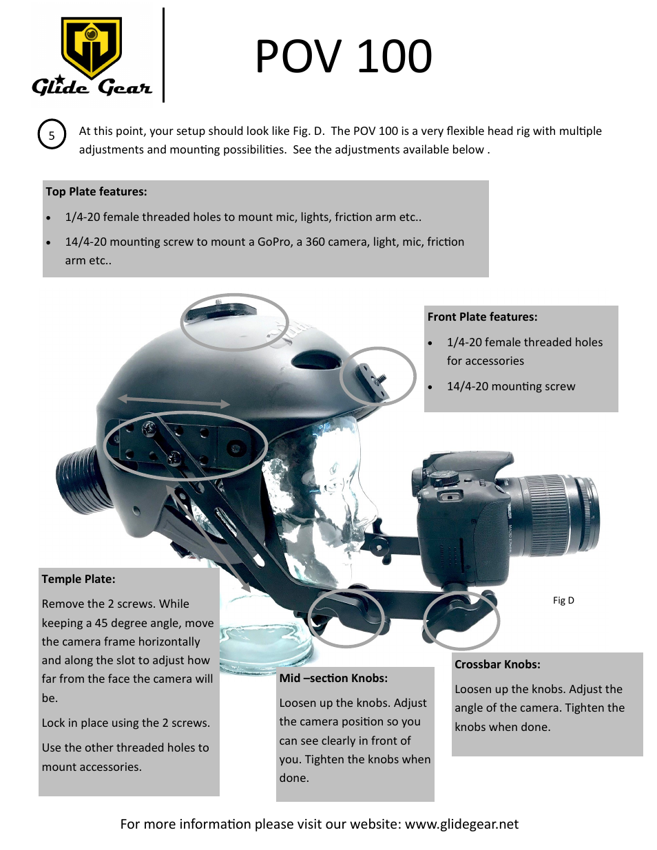 Pov 100 | Glide Gear POV100 Helmet (L / XL) User Manual | Page 2 / 3