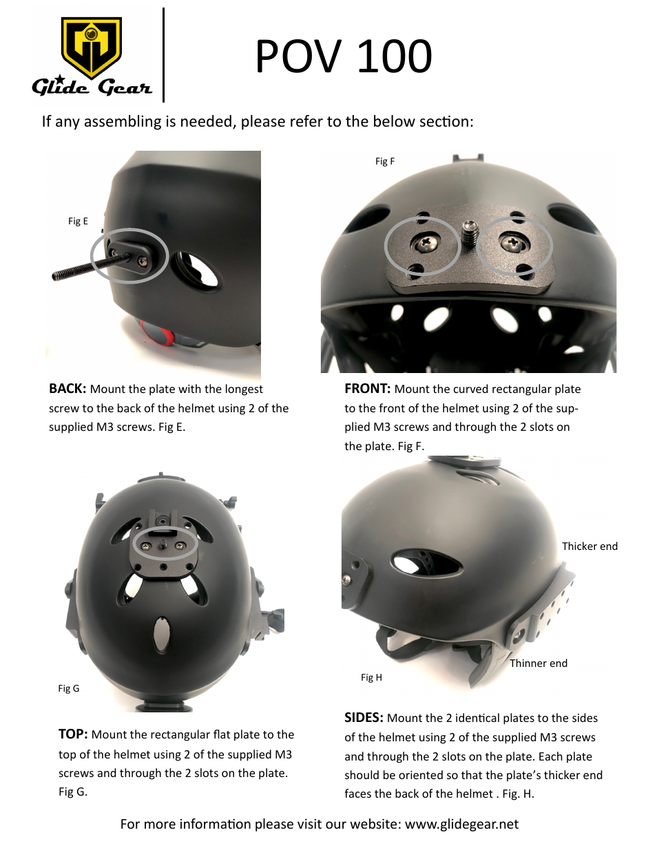 Pov 100 | Glide Gear POV100 Helmet (L / XL) User Manual | Page 3 / 3