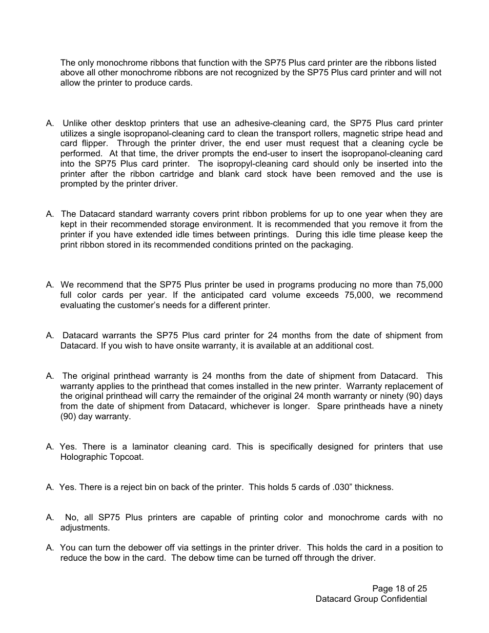 Datacard Group SP PLUS SERIES SP75 User Manual | Page 18 / 25