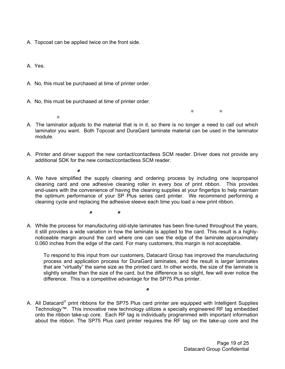 Datacard Group SP PLUS SERIES SP75 User Manual | Page 19 / 25