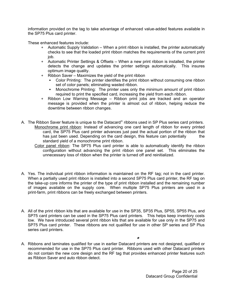 Datacard Group SP PLUS SERIES SP75 User Manual | Page 20 / 25