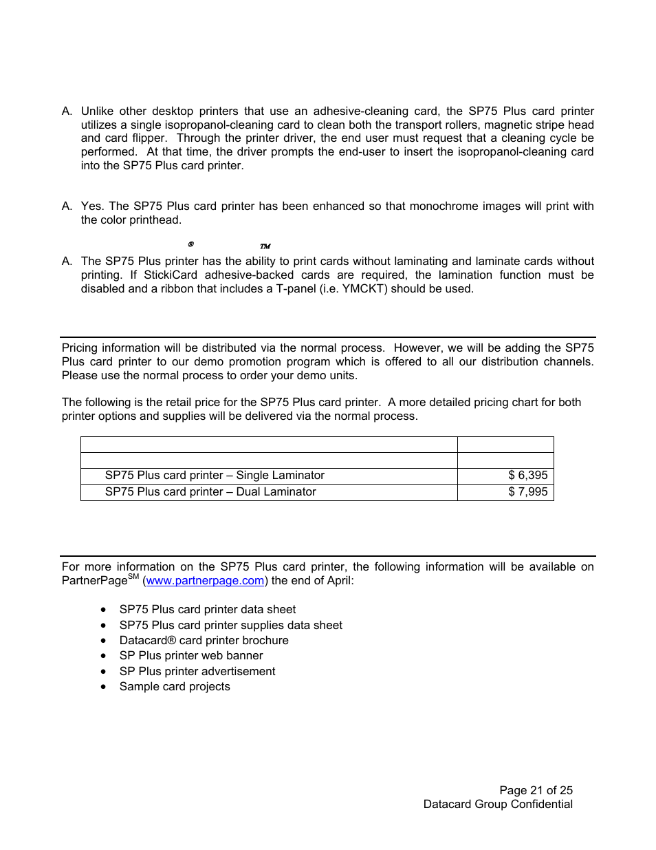 Datacard Group SP PLUS SERIES SP75 User Manual | Page 21 / 25