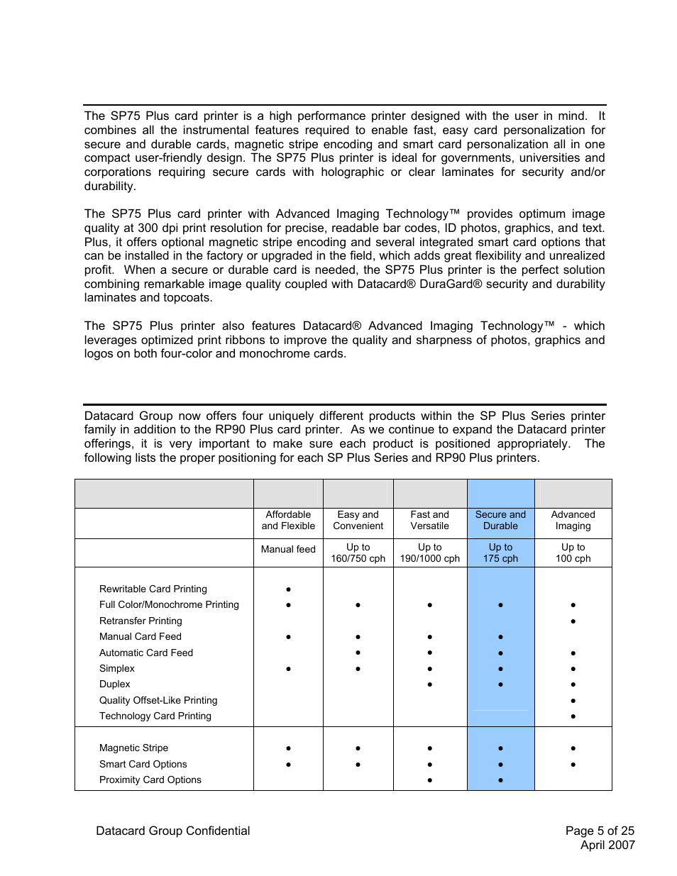 Datacard Group SP PLUS SERIES SP75 User Manual | Page 5 / 25