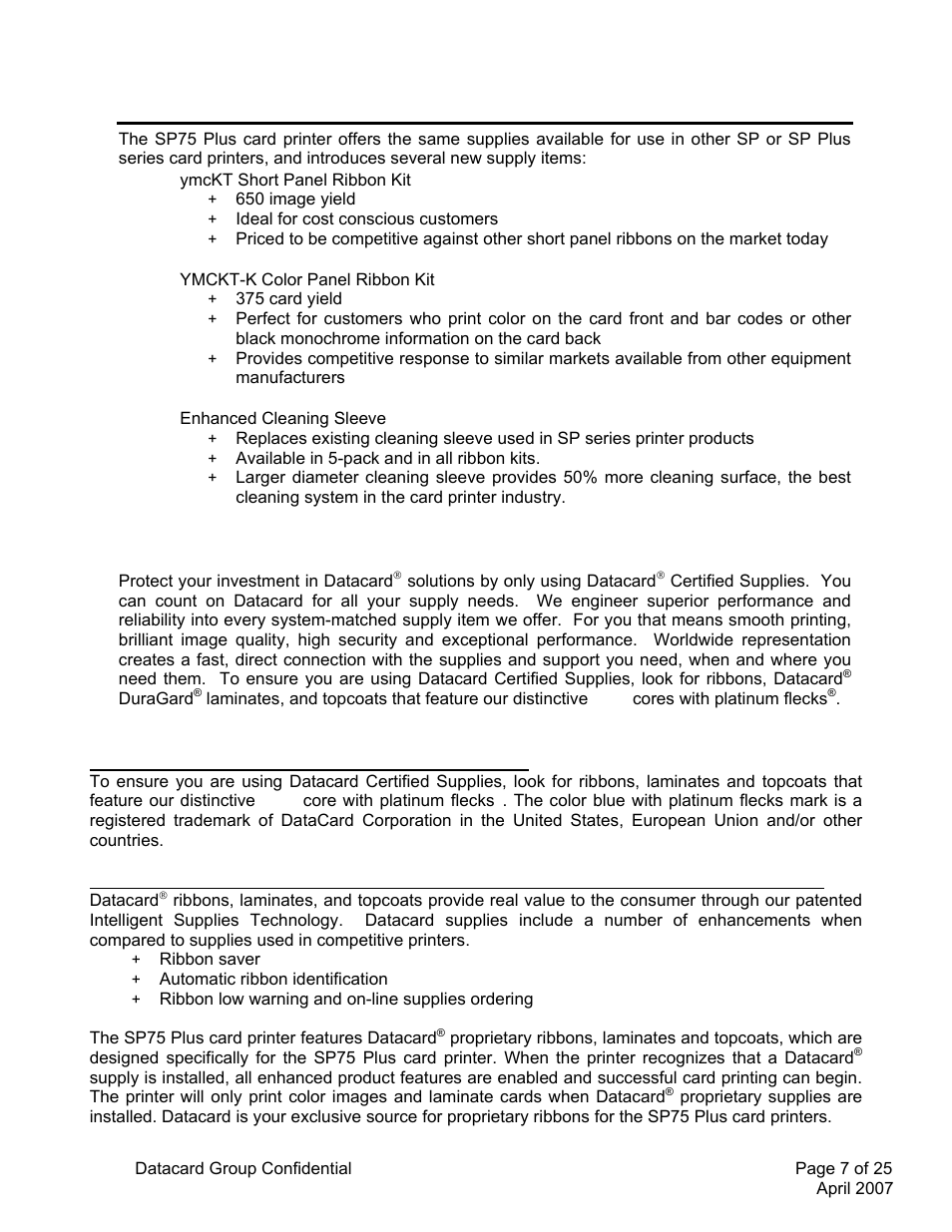 Datacard Group SP PLUS SERIES SP75 User Manual | Page 7 / 25