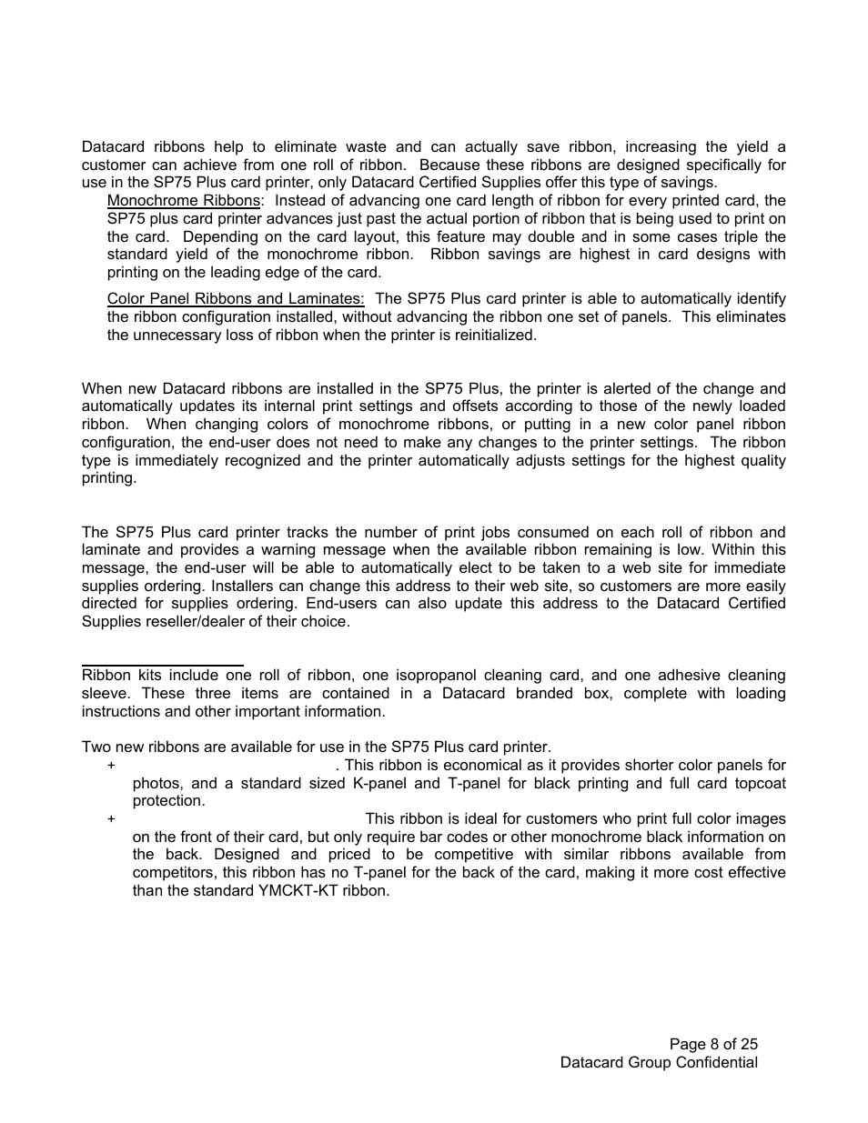 Datacard Group SP PLUS SERIES SP75 User Manual | Page 8 / 25