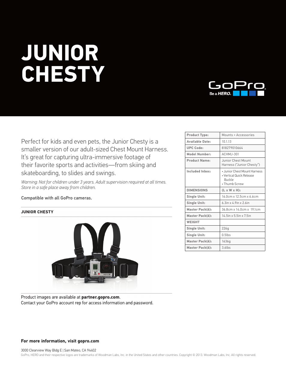 GoPro Junior Chesty User Manual | 1 page