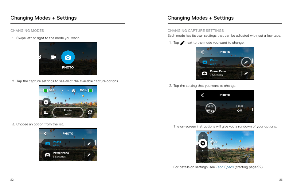 Changing modes + settings | GoPro MAX 360 Action Camera User Manual | Page 12 / 56