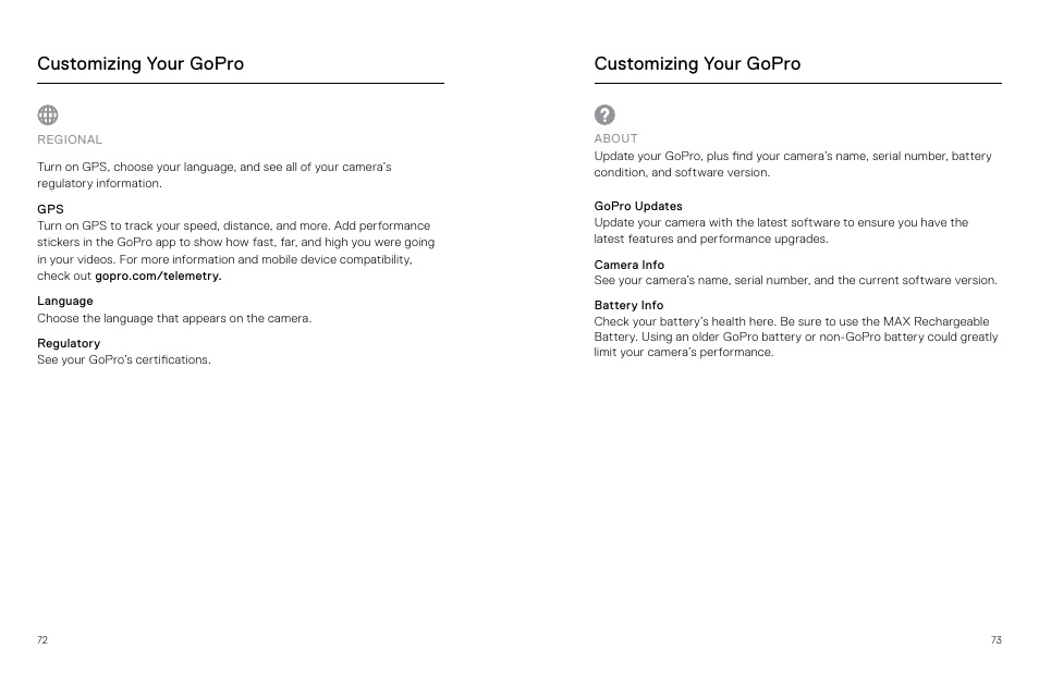 Customizing your gopro | GoPro MAX 360 Action Camera User Manual | Page 37 / 56