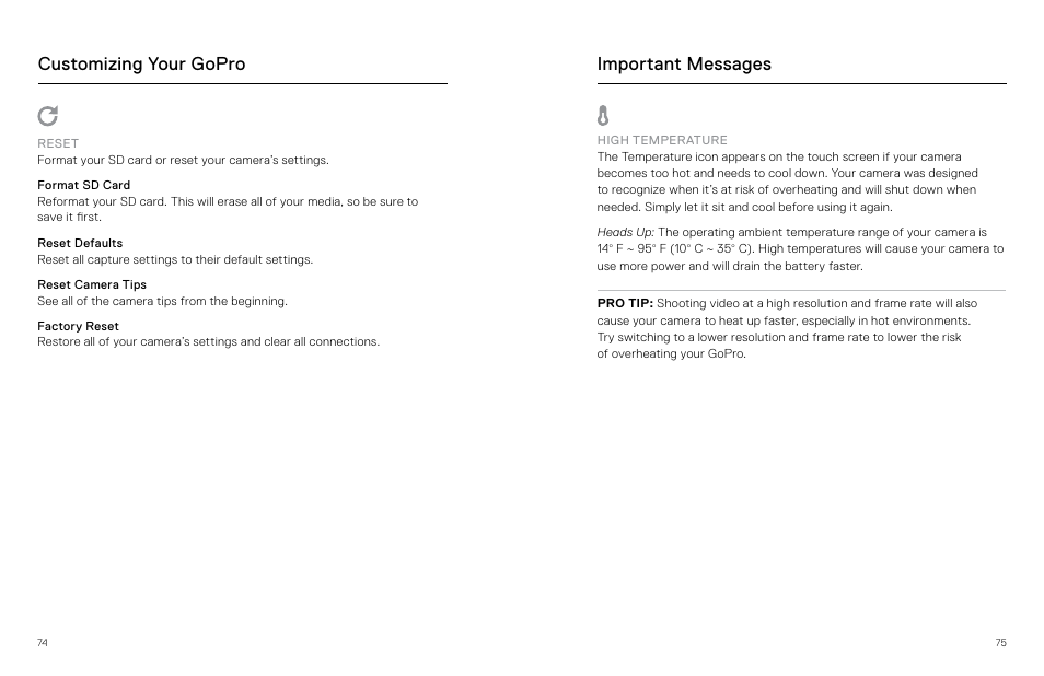 Important messages, Customizing your gopro | GoPro MAX 360 Action Camera User Manual | Page 38 / 56