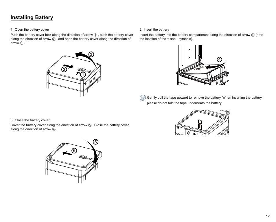 Installing battery | Kodak PIXPRO SP360 4K Action Camera Dual Pro Pack User Manual | Page 13 / 71