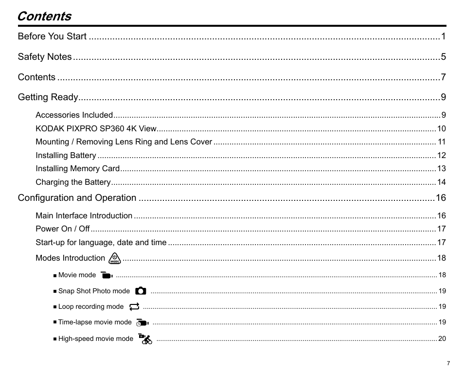 Kodak PIXPRO SP360 4K Action Camera Dual Pro Pack User Manual | Page 8 / 71