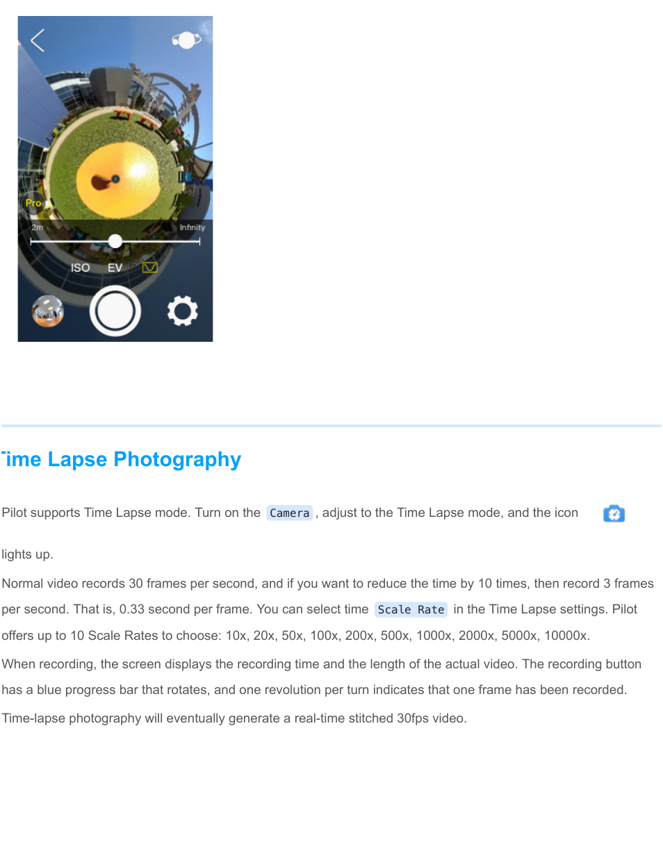 Time lapse photography | Labpano Pilot Era 8K 360 Camera User Manual | Page 20 / 47