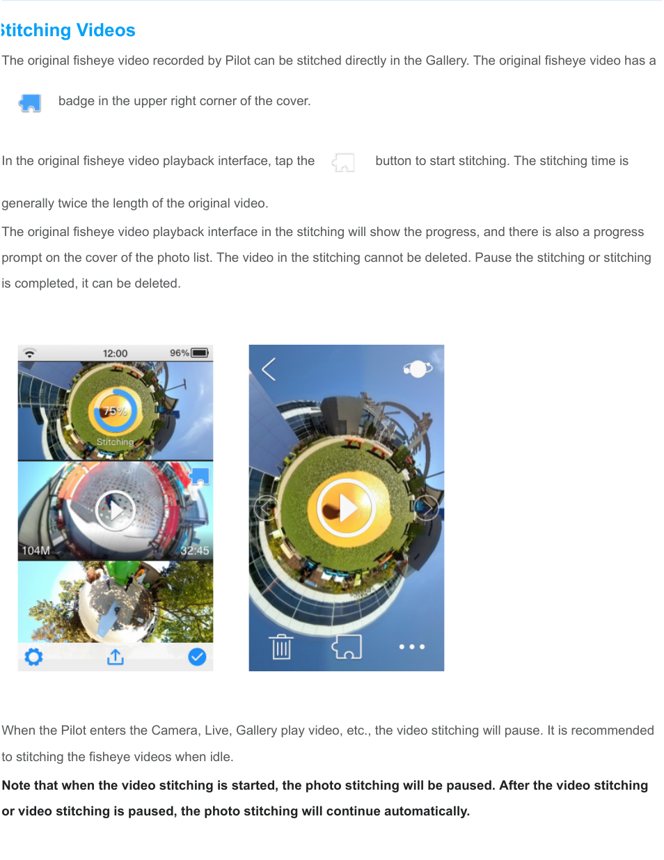 Stitching videos | Labpano Pilot Era 8K 360 Camera User Manual | Page 23 / 47