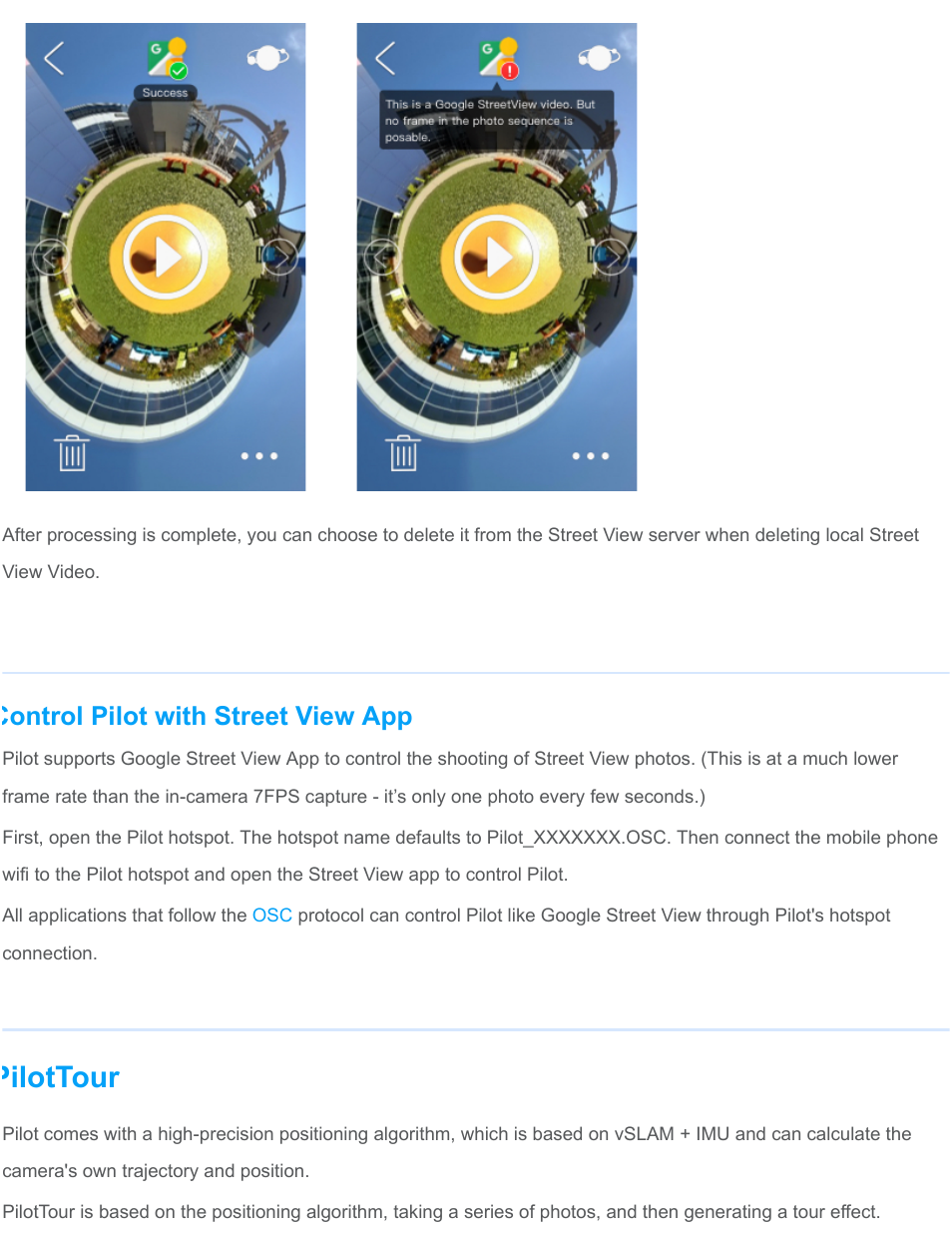 Pilottour, Control pilot with street view app | Labpano Pilot Era 8K 360 Camera User Manual | Page 30 / 47