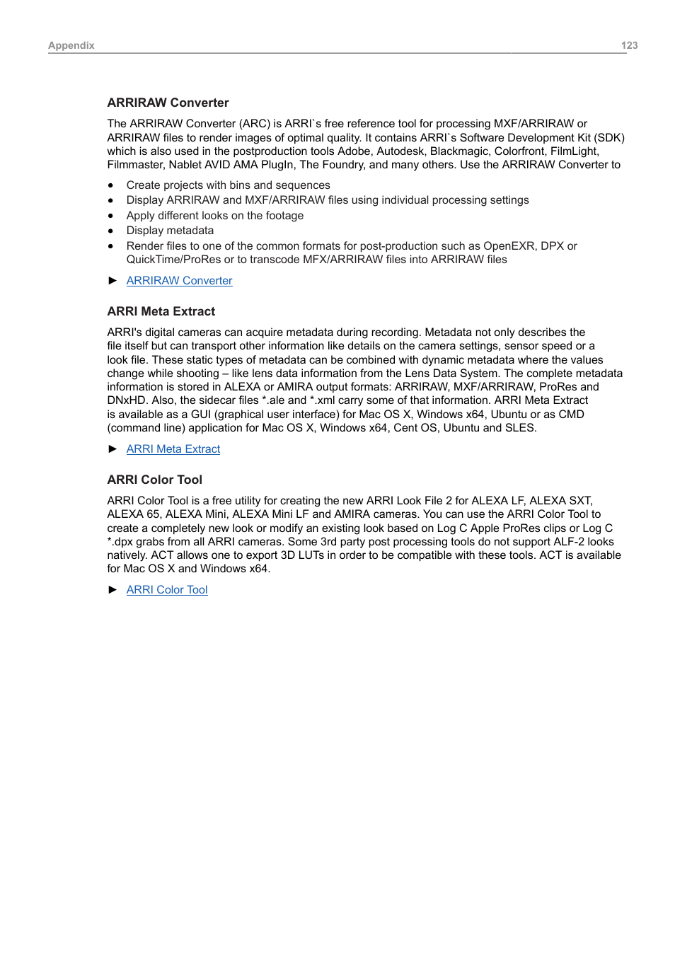 ARRI ALEXA Mini LF Ready to Shoot V-Mount Set (LPL) User Manual | Page 123 / 136