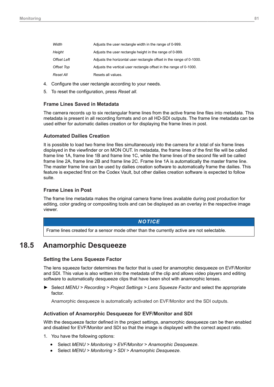 5 anamorphic desqueeze, Anamorphic desqueeze | ARRI ALEXA Mini LF Ready to Shoot V-Mount Set (LPL) User Manual | Page 81 / 136