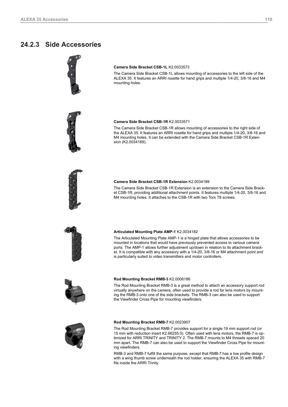 3 side accessories, Side accessories | ARRI ALEXA 35 Body & PL Mount Set (LBUS) User Manual | Page 110 / 122