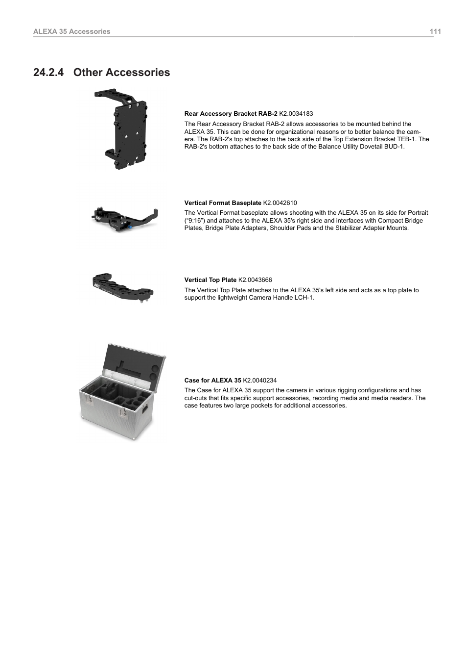 4 other accessories, Other accessories | ARRI ALEXA 35 Body & PL Mount Set (LBUS) User Manual | Page 111 / 122