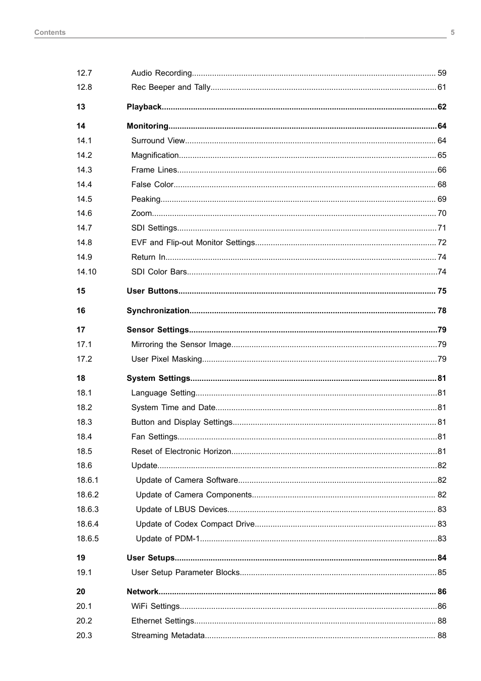 ARRI ALEXA 35 Body & PL Mount Set (LBUS) User Manual | Page 5 / 122