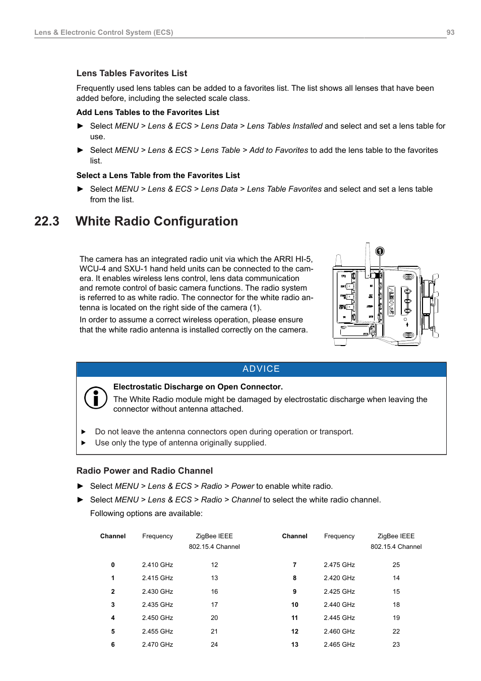 3 white radio configuration, White radio configuration | ARRI ALEXA 35 Body & PL Mount Set (LBUS) User Manual | Page 93 / 122