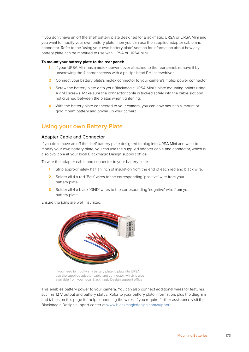 Using your own battery plate | Blackmagic Design URSA Mini Pro 12K (PL) User Manual | Page 173 / 294