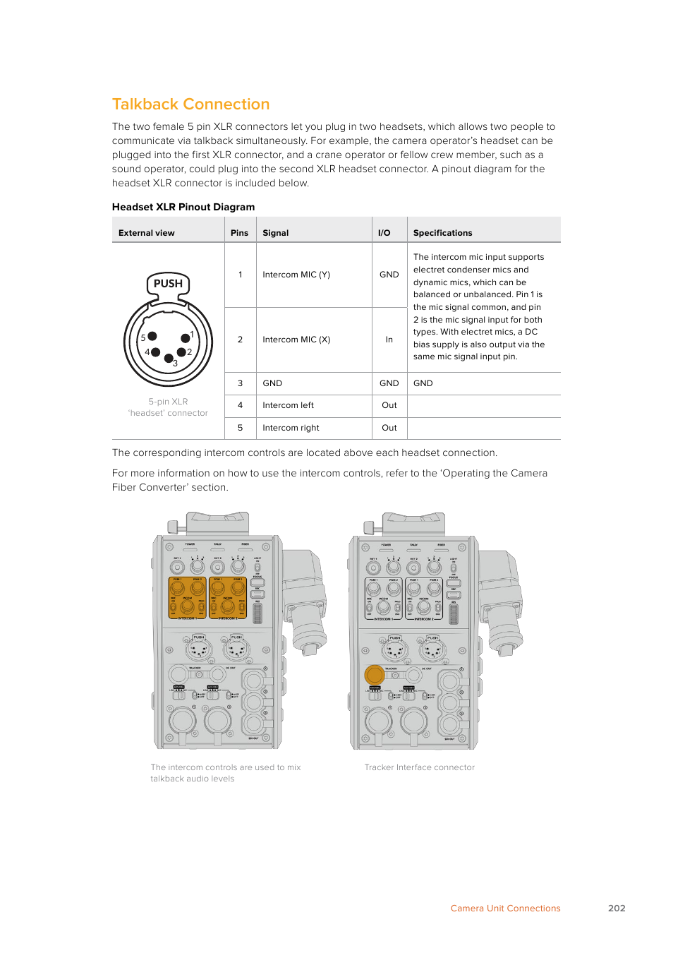 Talkback connection | Blackmagic Design URSA Mini Pro 12K (PL) User Manual | Page 202 / 294