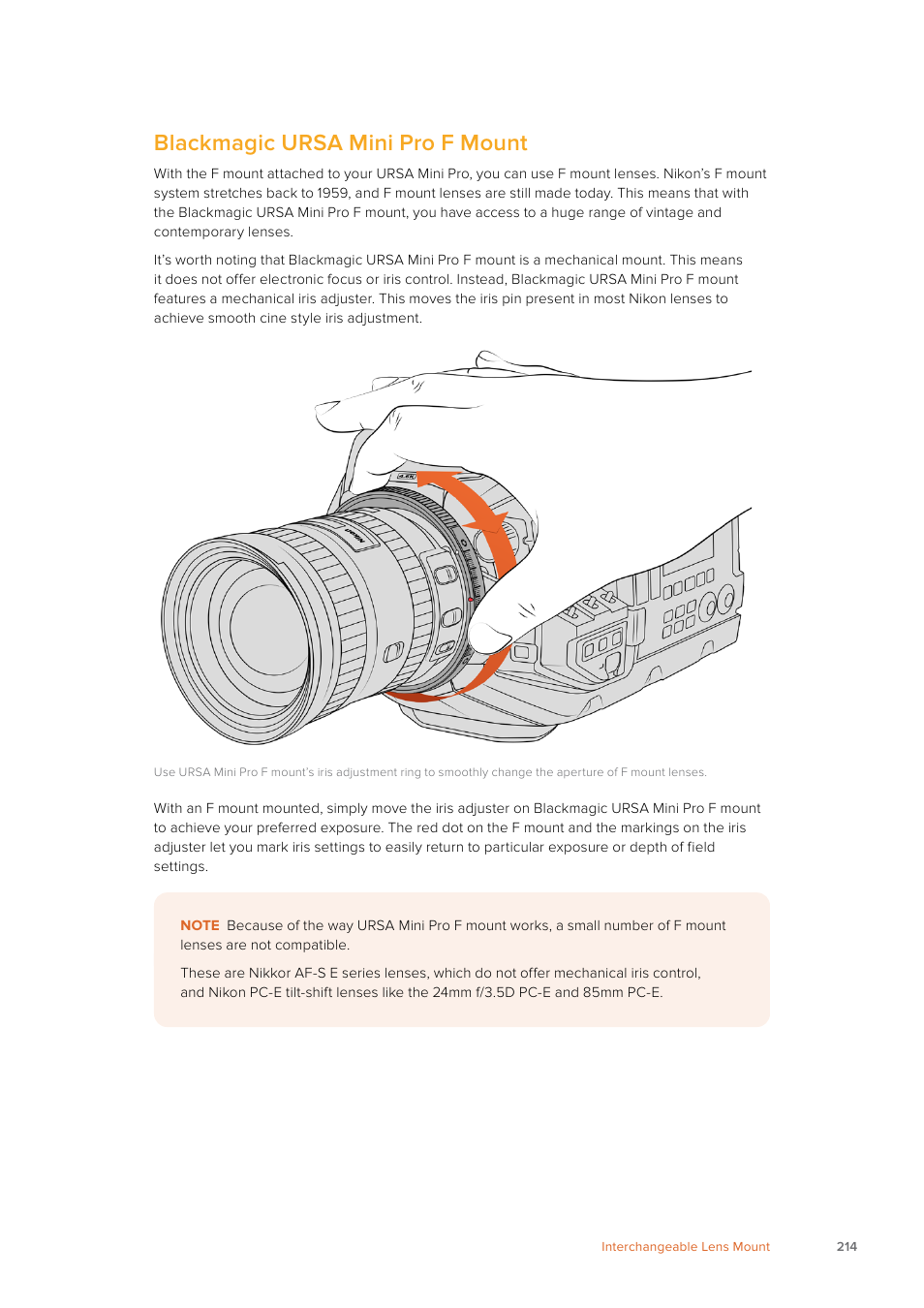 Blackmagic ursa mini pro f mount | Blackmagic Design URSA Mini Pro 12K (PL) User Manual | Page 214 / 294