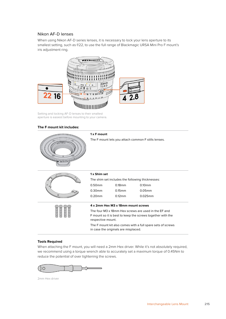 Nikon af-d lenses | Blackmagic Design URSA Mini Pro 12K (PL) User Manual | Page 215 / 294