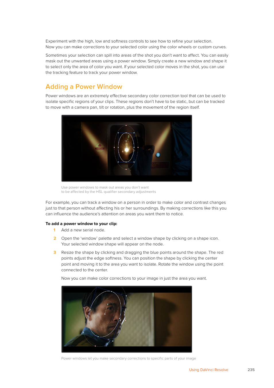 Adding a power window | Blackmagic Design URSA Mini Pro 12K (PL) User Manual | Page 235 / 294