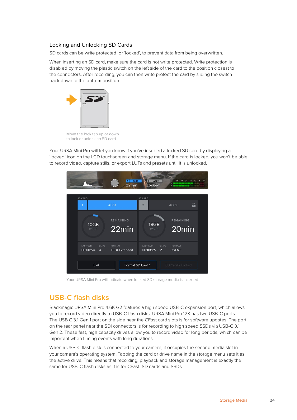 Usb-c flash disks | Blackmagic Design URSA Mini Pro 12K (PL) User Manual | Page 24 / 294